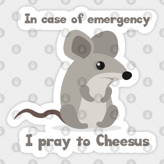 Animal Humor Mouse Pray To Cheesus Sticker by Mandra